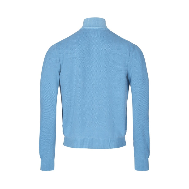 Ansgar Long Sleeve Zip Knit Cardigan - Blue