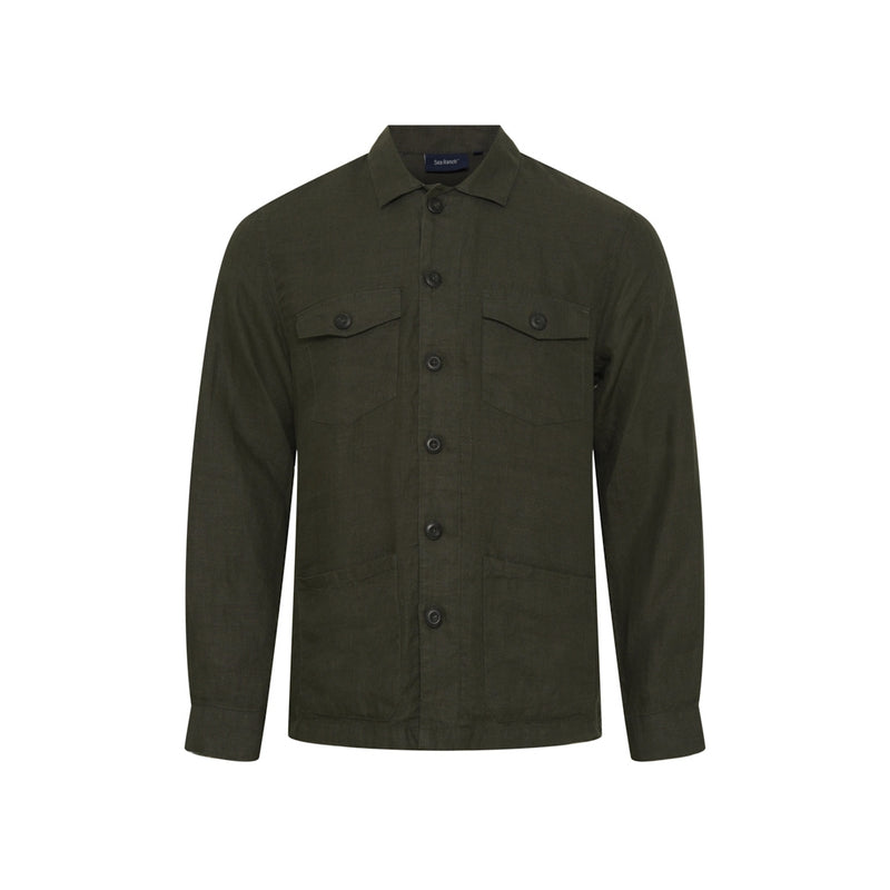 Sea Ranch Bo Linen Overshirt Shirts Dark Olive Green