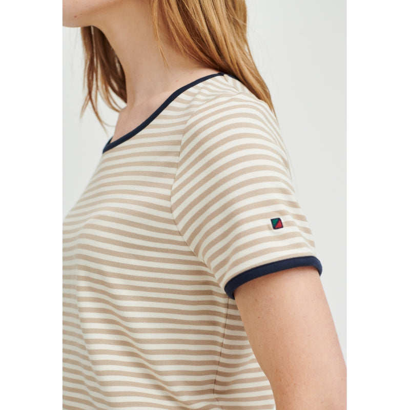 Redgreen Women Camilla T-shirt Short Sleeve Tee 124 Mid Sand Stripe
