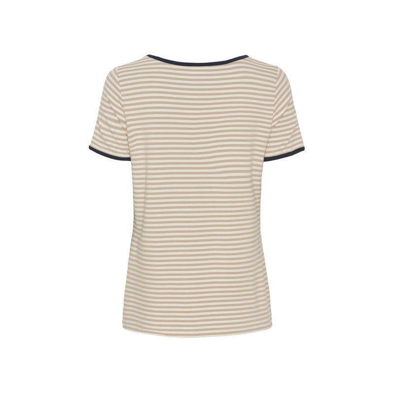 Redgreen Women Camilla T-shirt Short Sleeve Tee 124 Mid Sand Stripe
