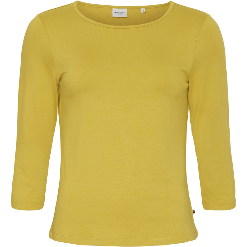 Redgreen Women Clarie 3/4 LS T-shirt Long Sleeve Tee 037 Mid Yellow