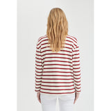 Redgreen Women Claudia T-shirt Long Sleeve Tee 147 Dark Red Stripe