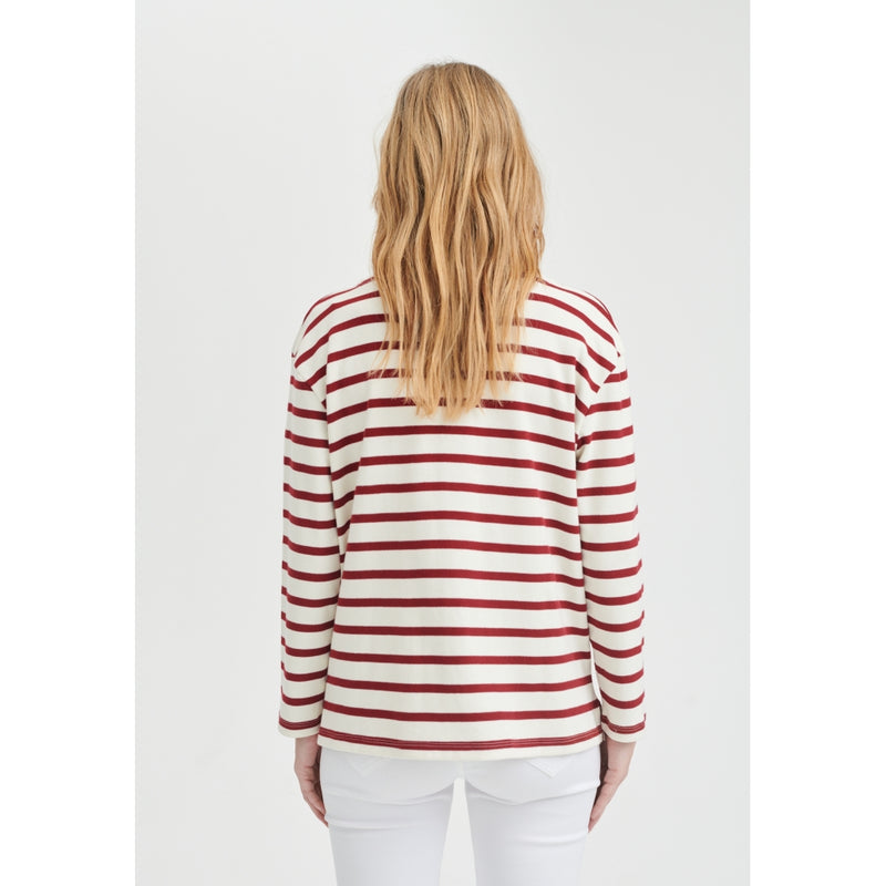 Redgreen Women Claudia T-shirt Long Sleeve Tee 147 Dark Red Stripe