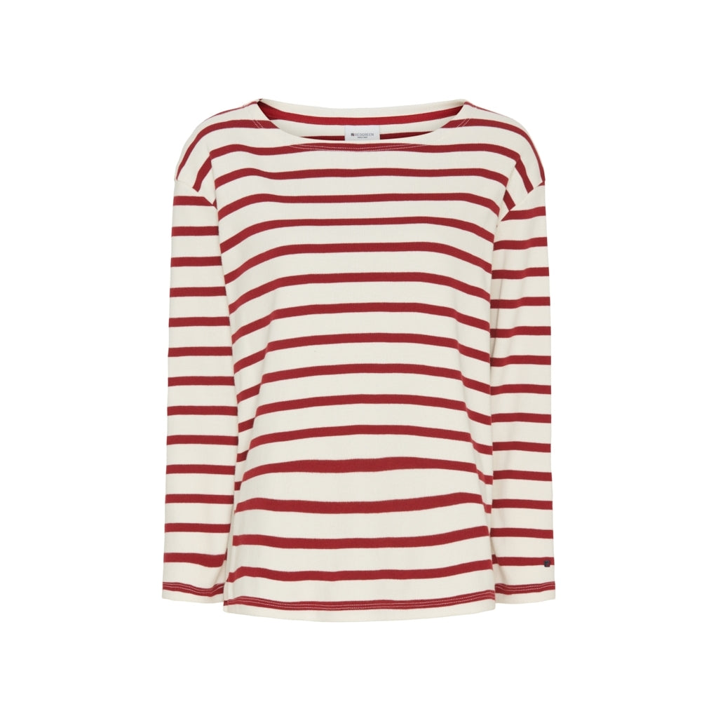 Redgreen Women Claudia T-shirt Long Sleeve Tee 147 Dark Red Stripe