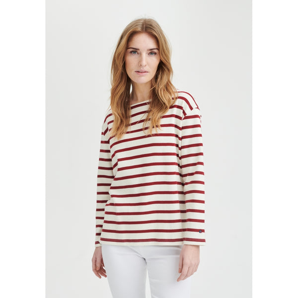 Redgreen Women Claudia T-shirt Long Sleeve Tee 147 Dark Red Stripe