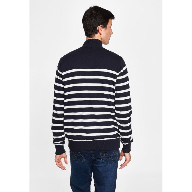 Sea Ranch Haakon Striped Knit Cardigan - Windbreaker Windbreaker Dark Navy/Pearl