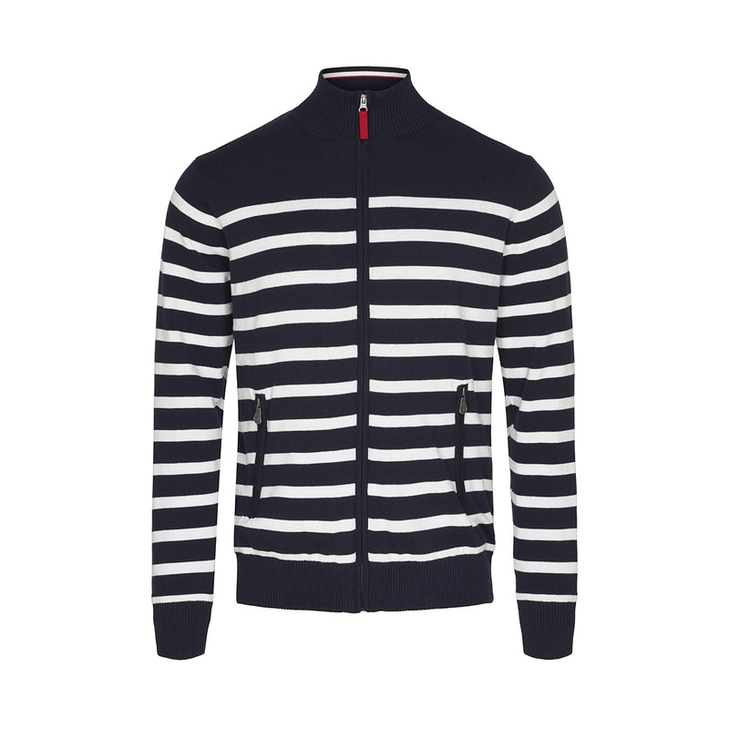 Sea Ranch Haakon Striped Knit Cardigan - Windbreaker Windbreaker Dark Navy/Pearl