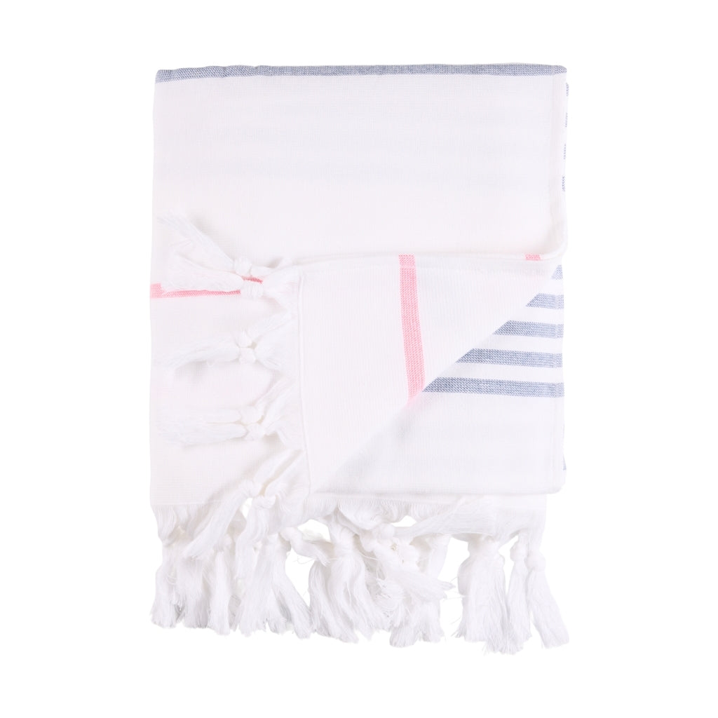Sea Ranch Long Beach Towel Towels 1084 White/Federal Blue