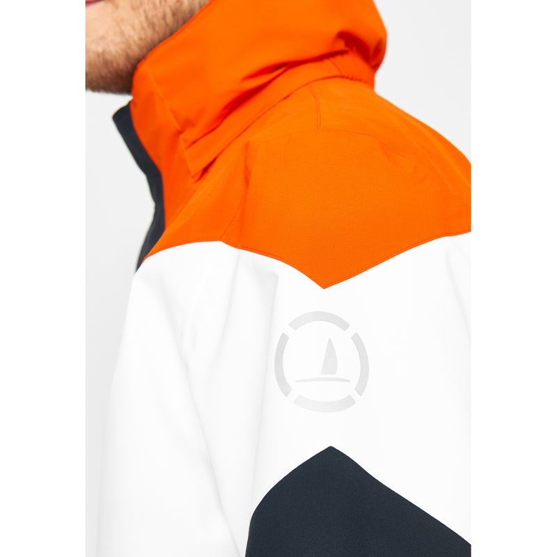 Orange best sale white jacket